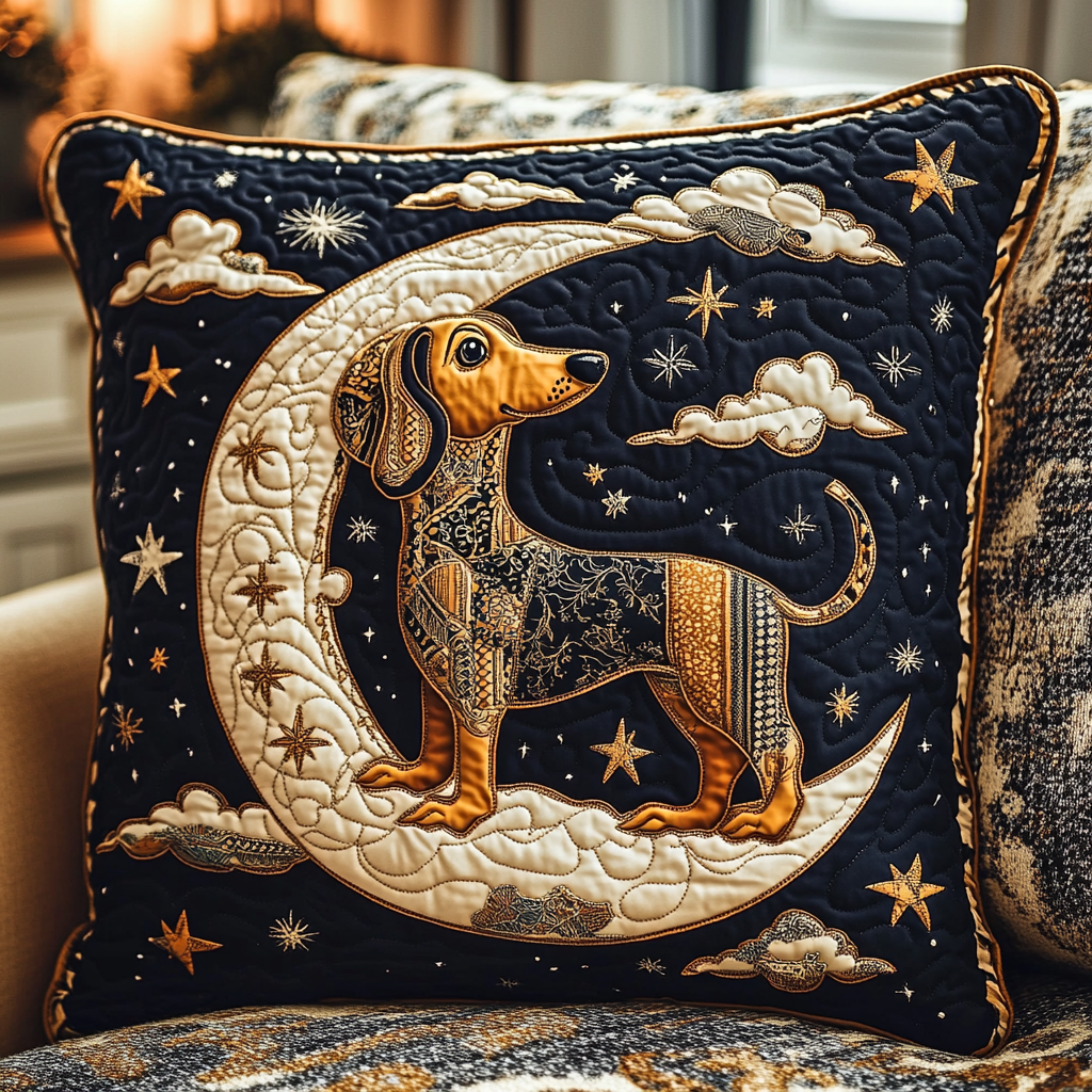 Celestial Dachshund DAI090125363 Quilted Pillow Case