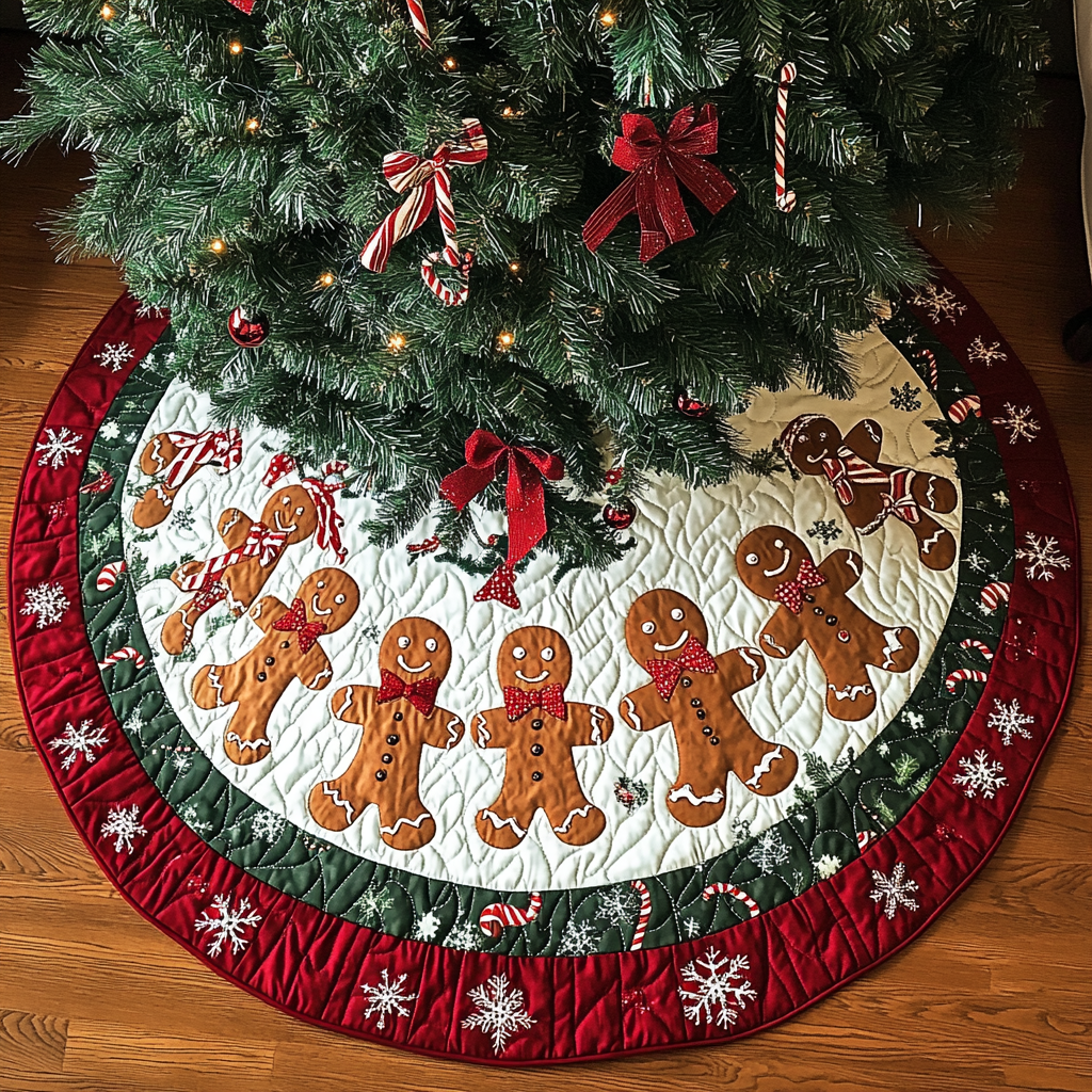 Christmas Gingerbread Men TAI041024154 Quilted Tree Skirt