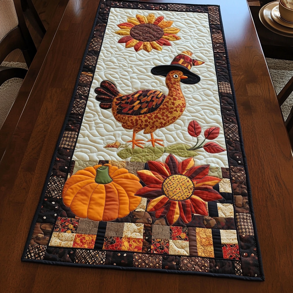 Autumn Turkey TAI041024348 Quilted Table Runner