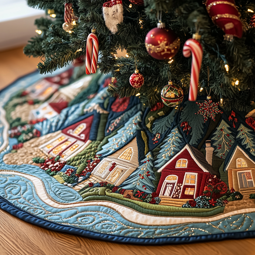 Christmas Houses TAI091024287 Quilted Tree Skirt