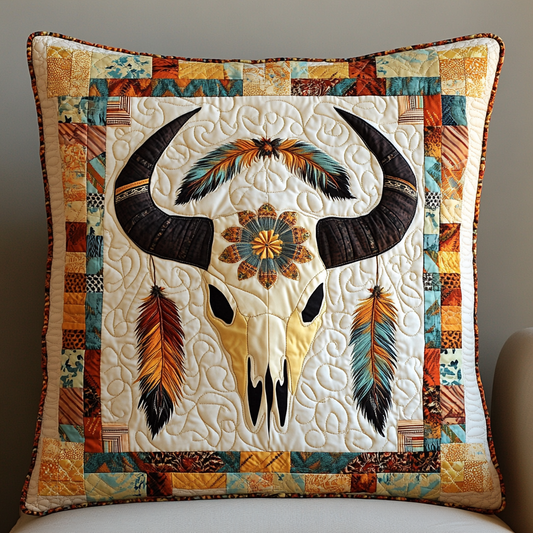 Tribal Bull Skull DAI241224031 Quilted Pillow Case