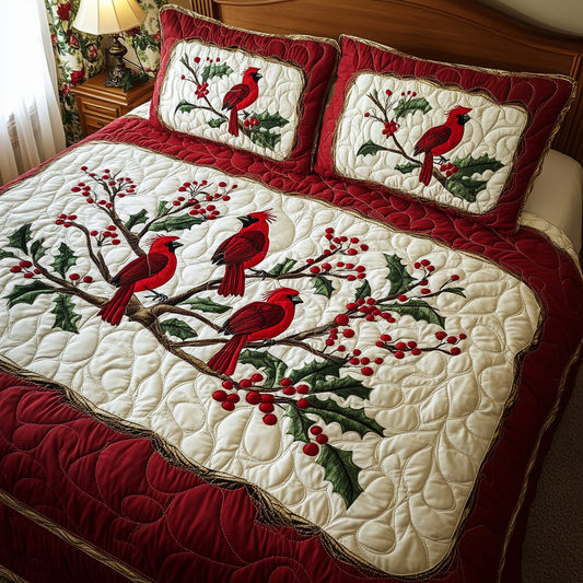 Christmas Cardinal TAI101224434 Quilt Bedding Set