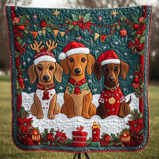 Christmas Dachshund TAI091024068 Quilt Blanket