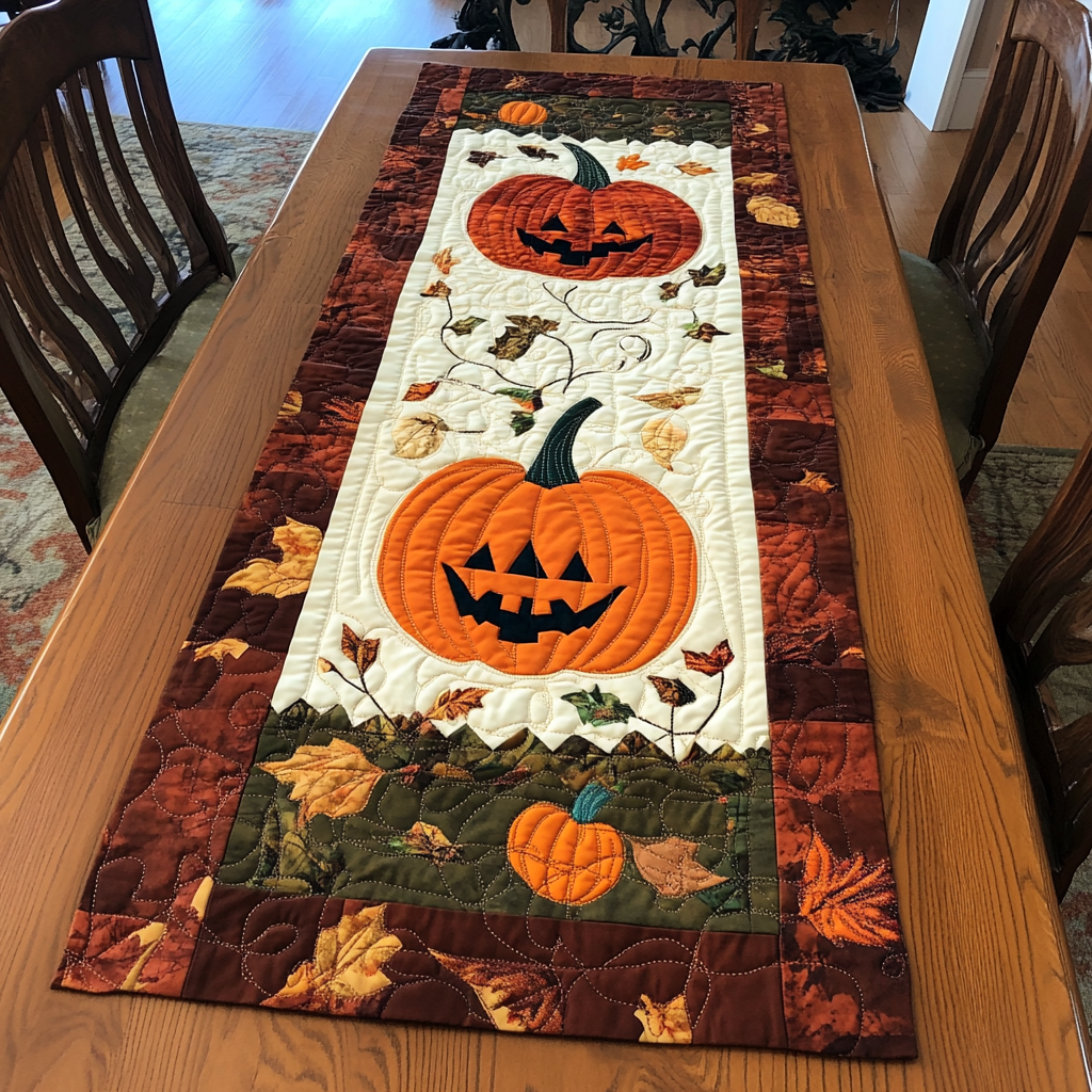 Halloween Pumpkin TAI040924370 Quilted Table Runner