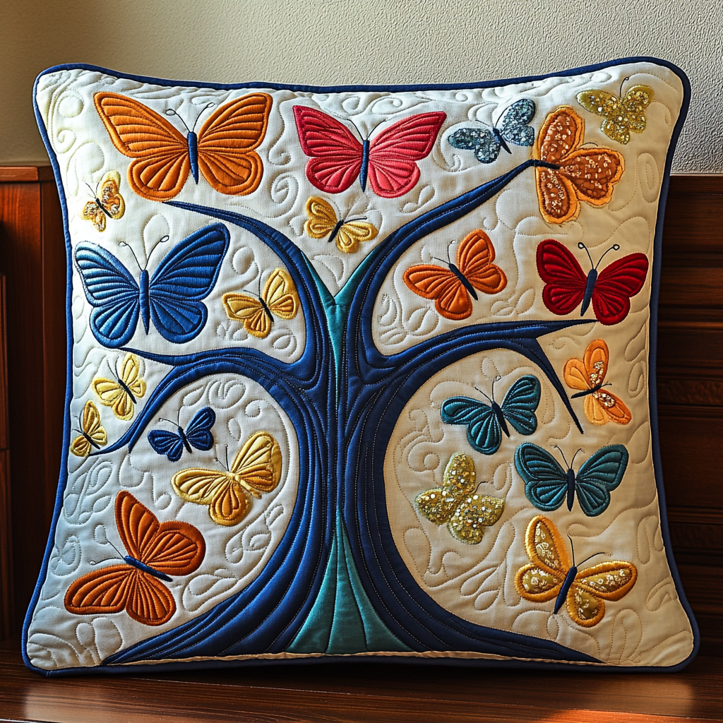 Tree Of Butterflies DAI150125169 Quilted Pillow Case