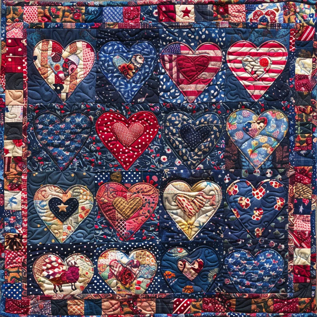 Patriotic Heart TAI020324175 Quilt Blanket