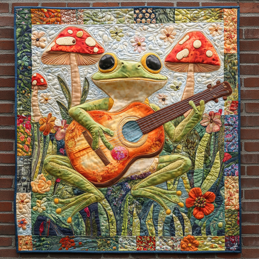 Frog Guitarist DAI241224356 Quilt Blanket