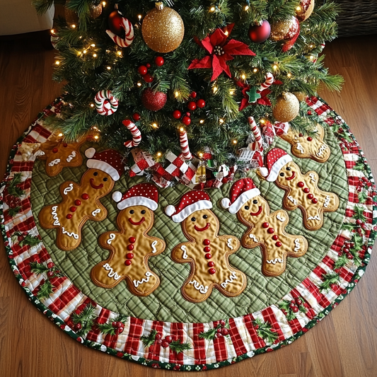 Christmas Gingerbread Men TAI041024152 Quilted Tree Skirt