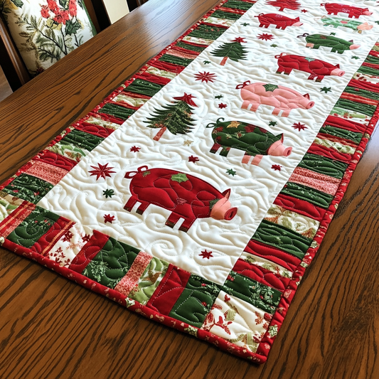 Christmas Pig DAI221024285 Quilted Table Runner