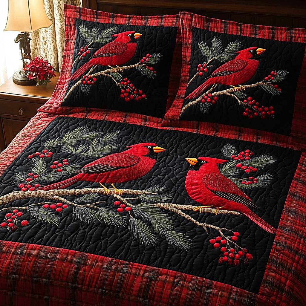 Christmas Cardinal TAI201124137 Quilt Bedding Set