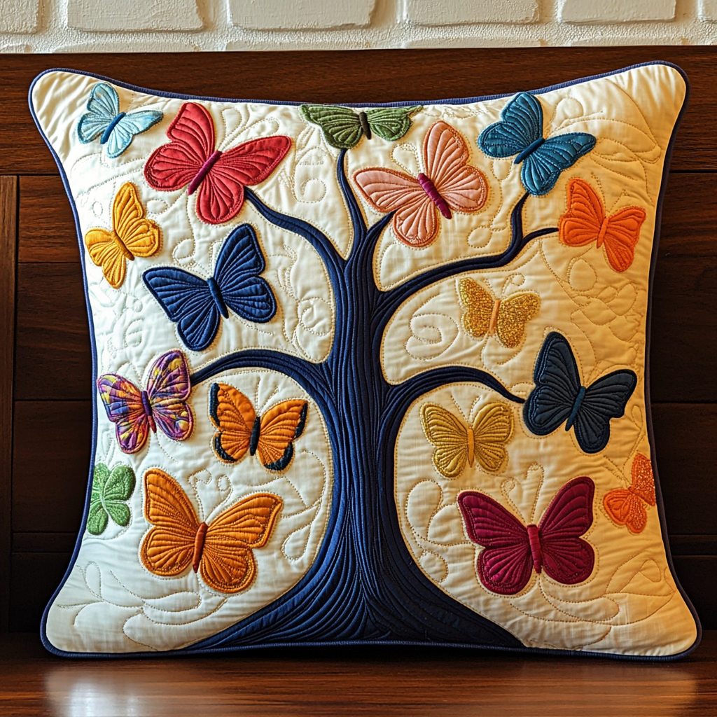 Tree Of Butterflies DAI150125168 Quilted Pillow Case