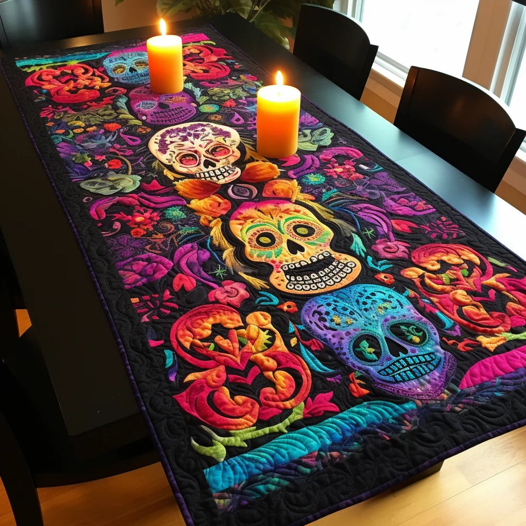 Sugar Skull TAI260224324 Quilted Table Runner