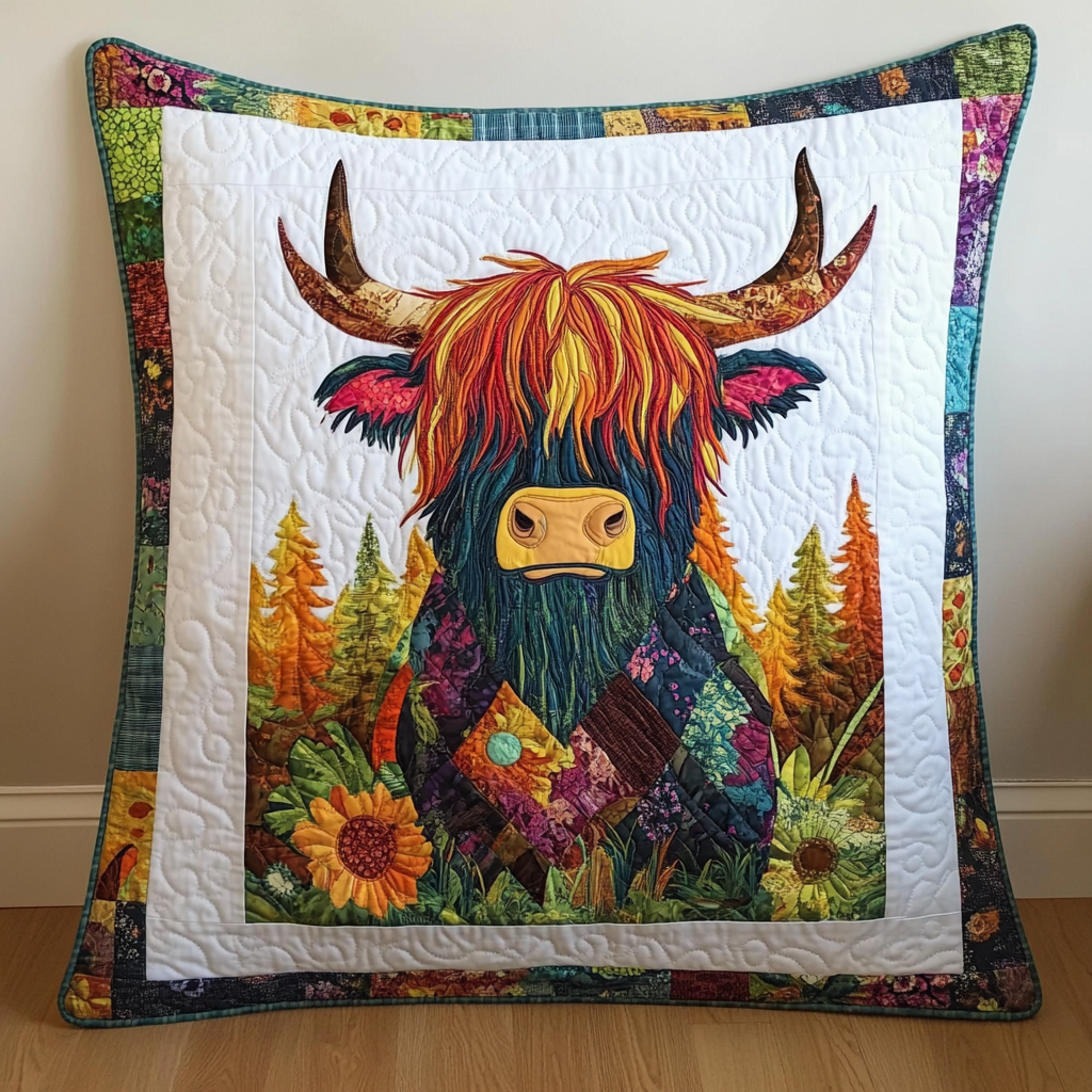 Highland Cow DAI111124546 Quilted Pillow Case