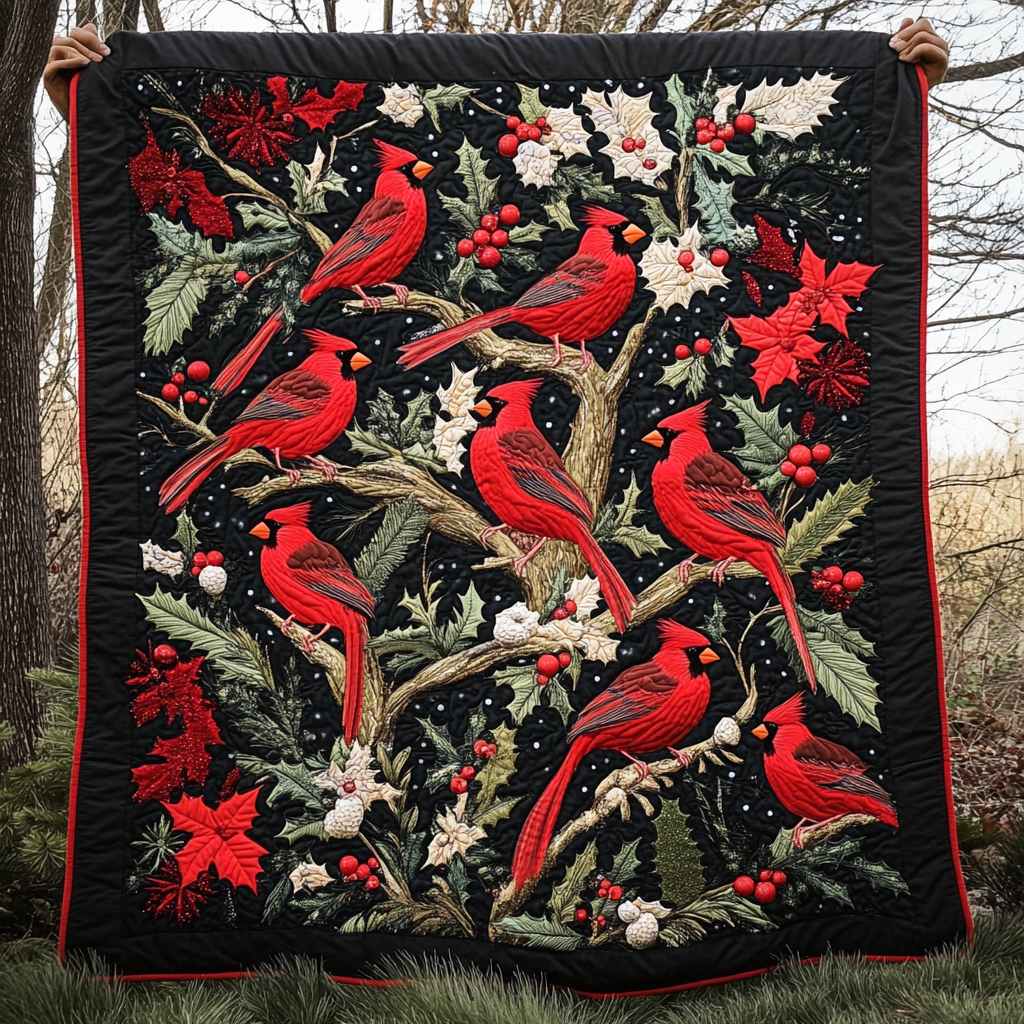 Christmas Cardinal TAI041024416 Quilt Blanket