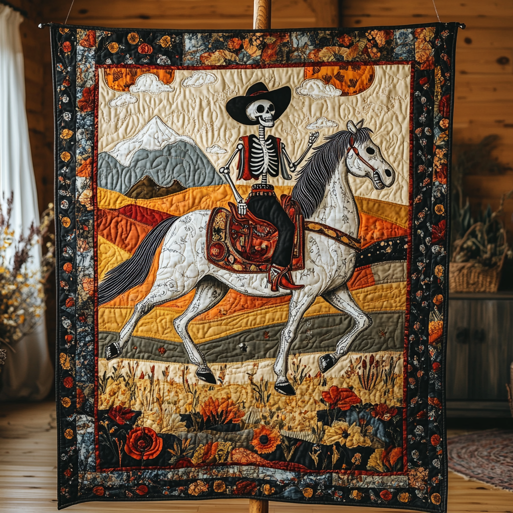 Cowboy Skeleton DAI241224386 Quilt Blanket