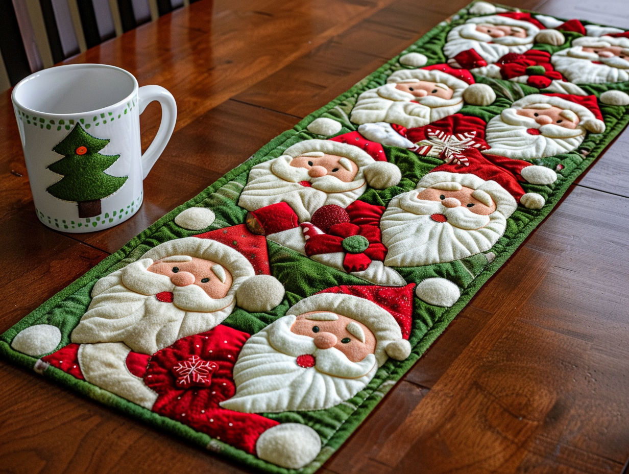 Christmas Santa TAI111124280 Quilted Table Runner