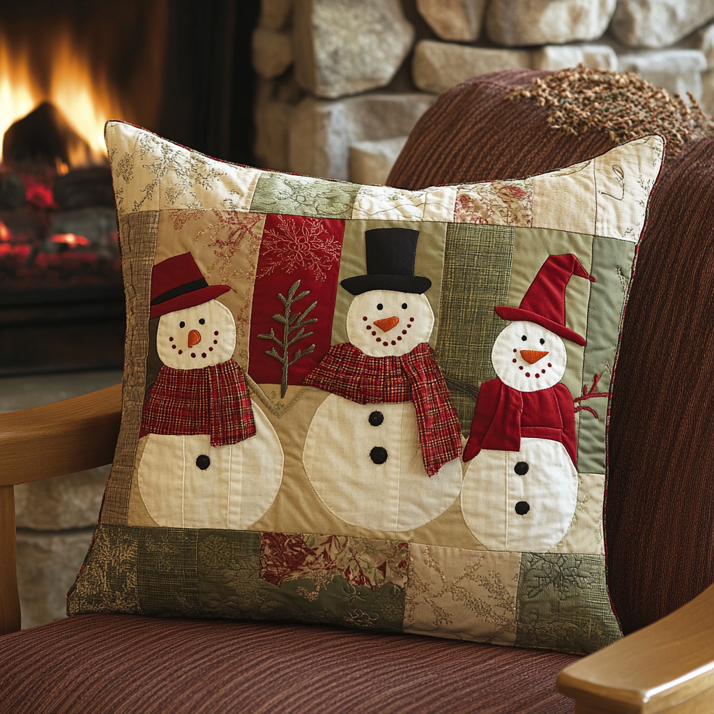 Christmas Snowman TAI181024556 Quilted Pillow Case