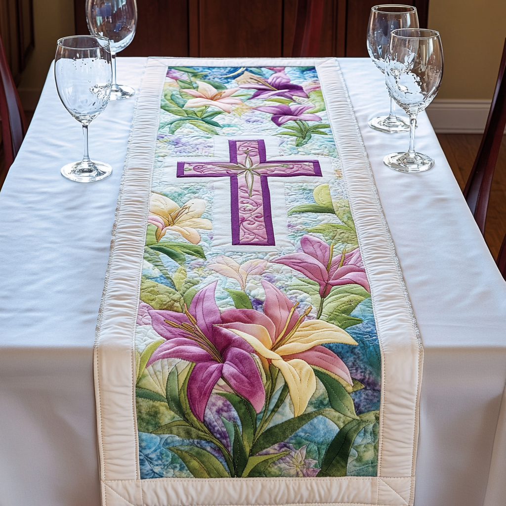 Easter Lily Cross DAI190225301 Quilted Table Runner