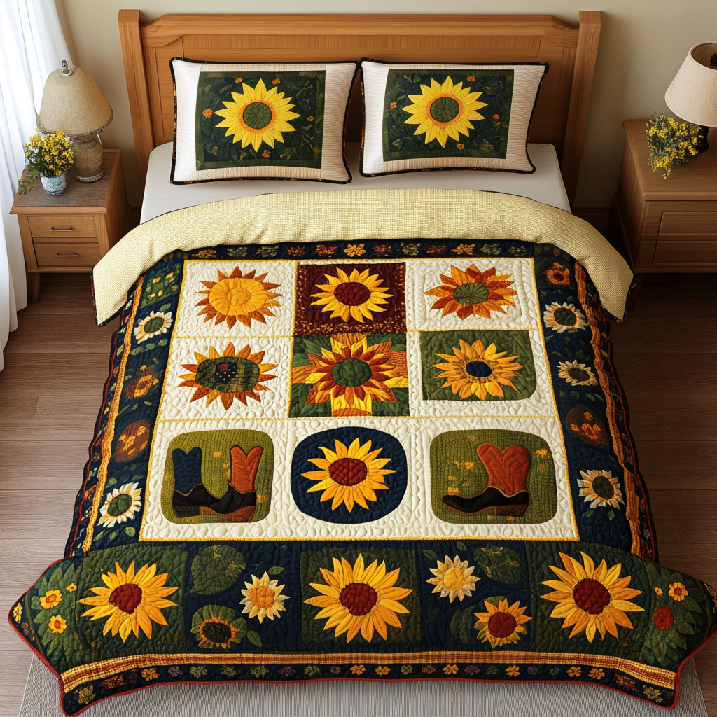 Sunflower Cowboy Boots DAI280824267 Quilt Bedding Set