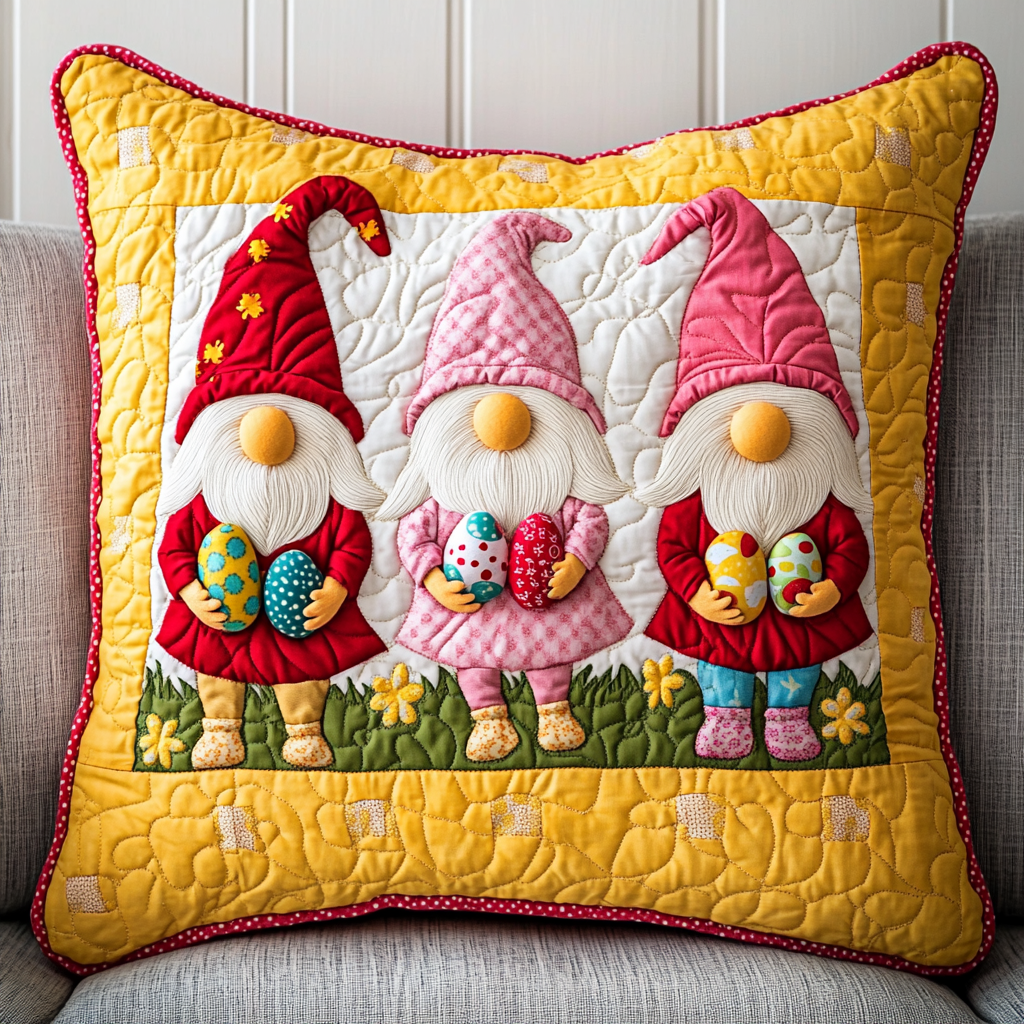 Easter Gnome DAI090125352 Quilted Pillow Case