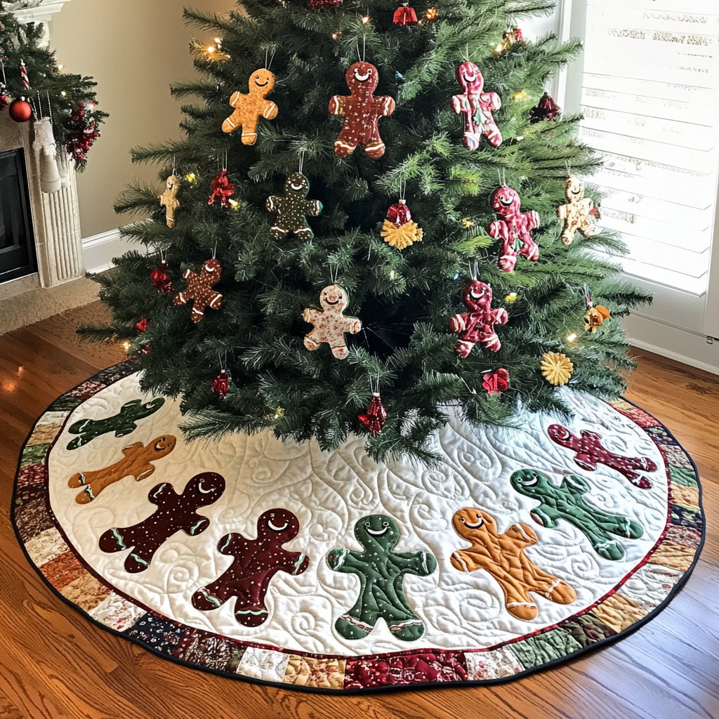 Gingerbread Man DAI040924113 Quilted Tree Skirt