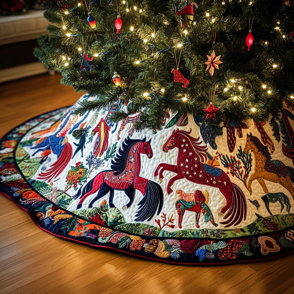 Horse TAI091024301 Quilted Tree Skirt