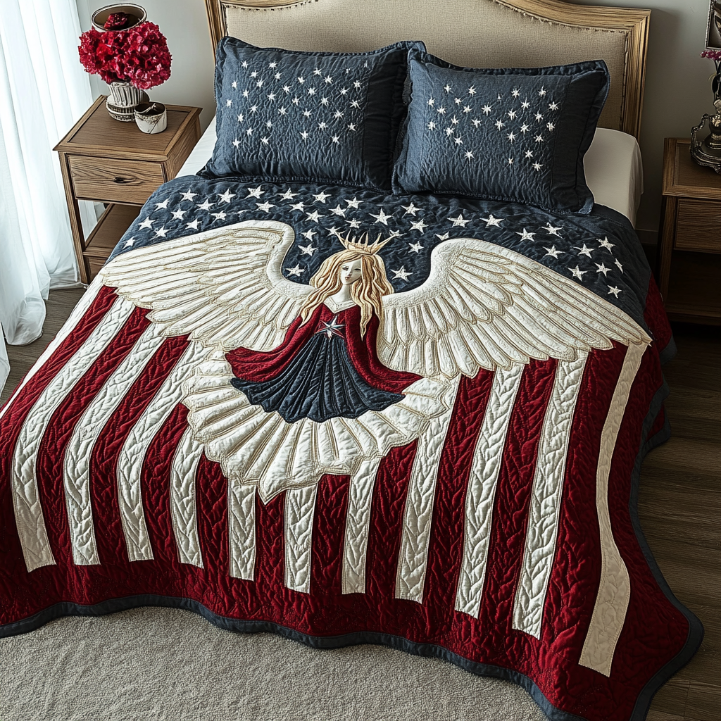 Partriotic Angel DAI231124108 Quilt Bedding Set