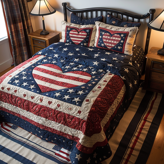 Patriotic Heart TAI170724064 Quilt Bedding Set