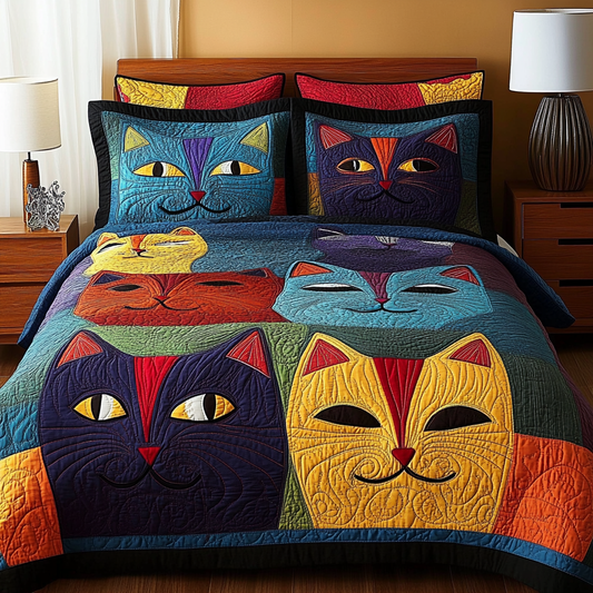 Abstract Cat TAI111124033 Quilt Bedding Set