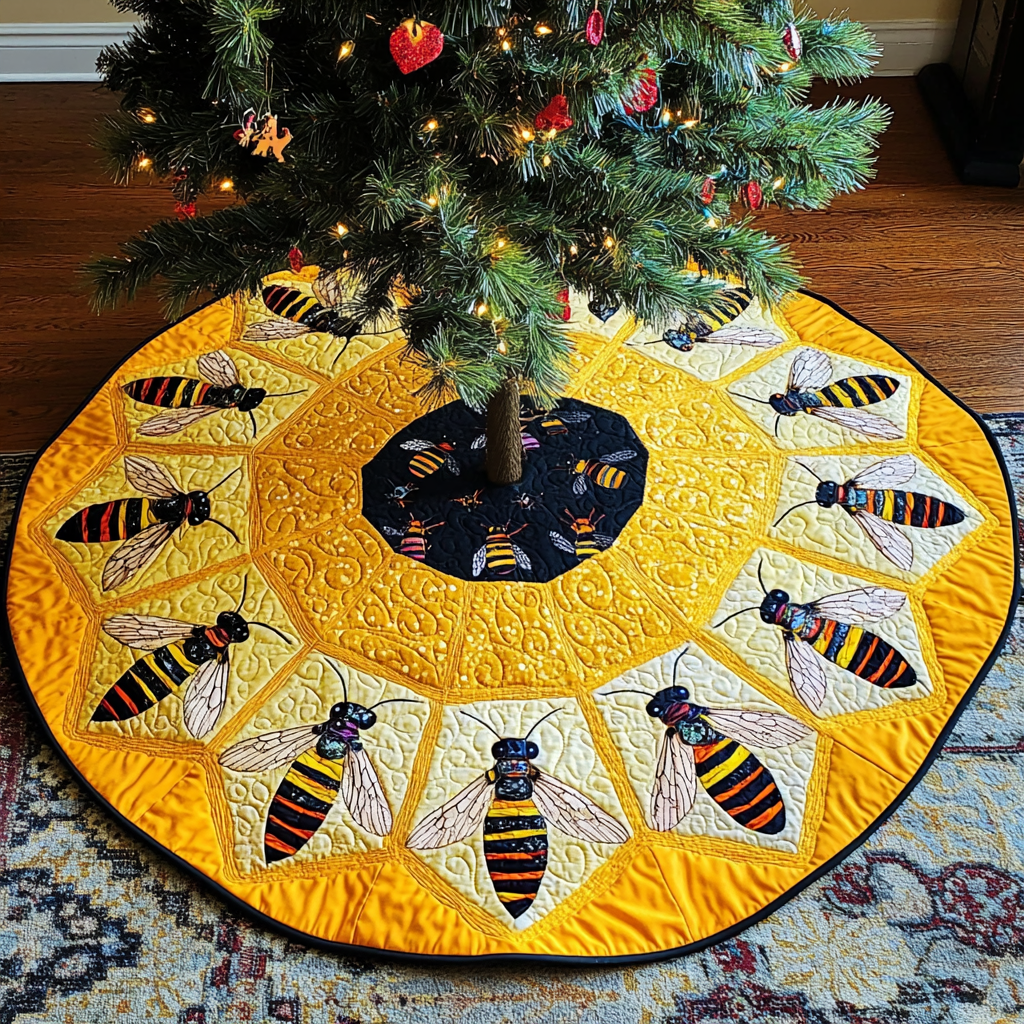 Bee DAI230924051 Quilted Tree Skirt