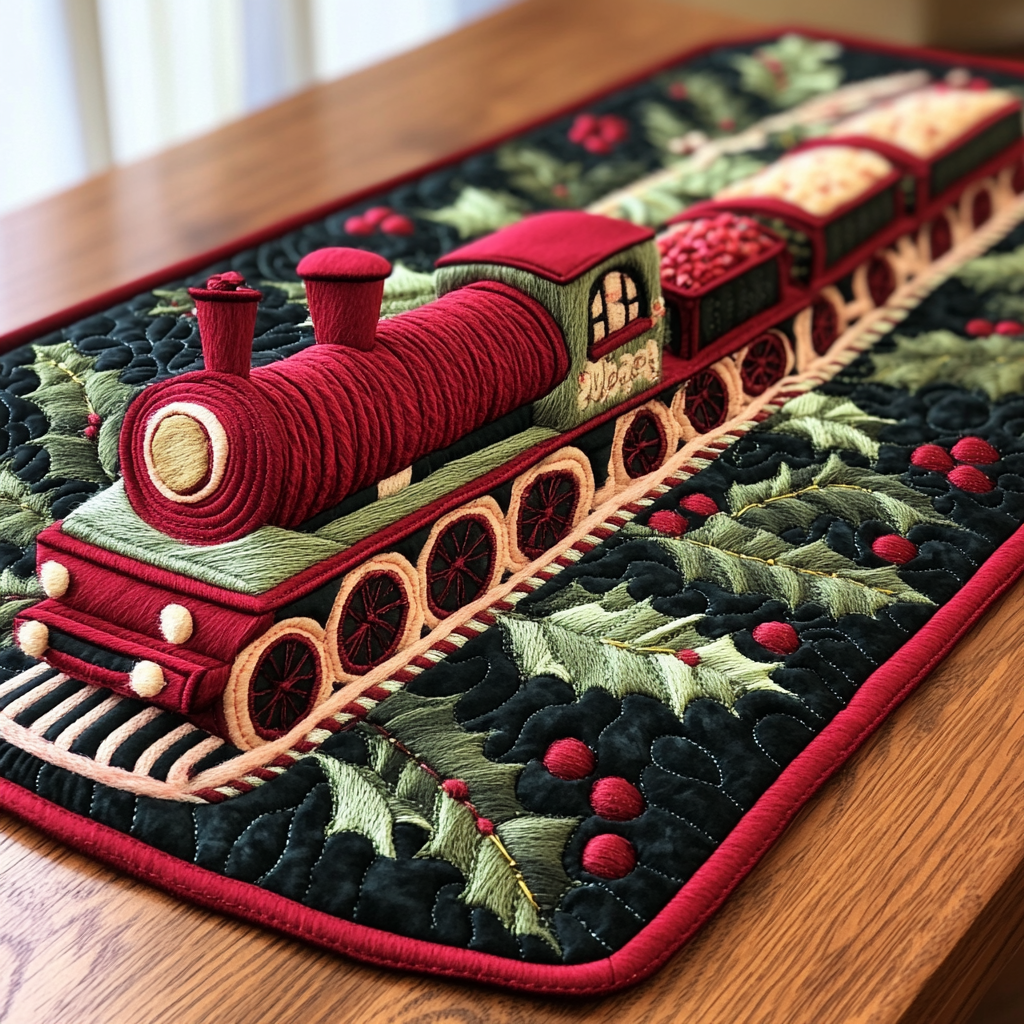 Christmas Train DAI231124155 Quilted Table Runner