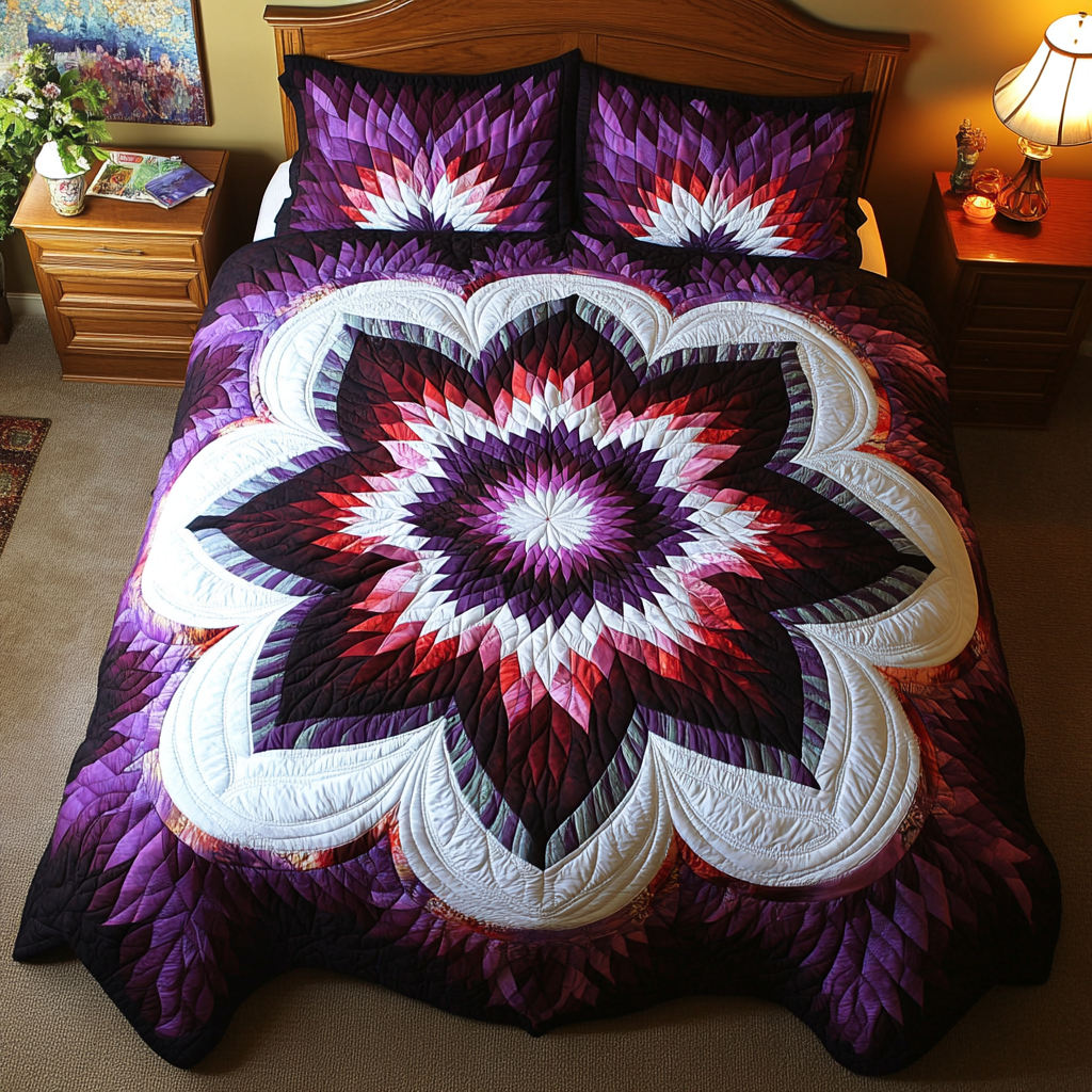 Purple Flower TAI181024113 Quilt Bedding Set