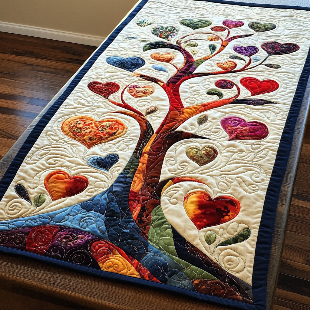 Tree Of Hearts DAI040225434 Quilted Table Runner