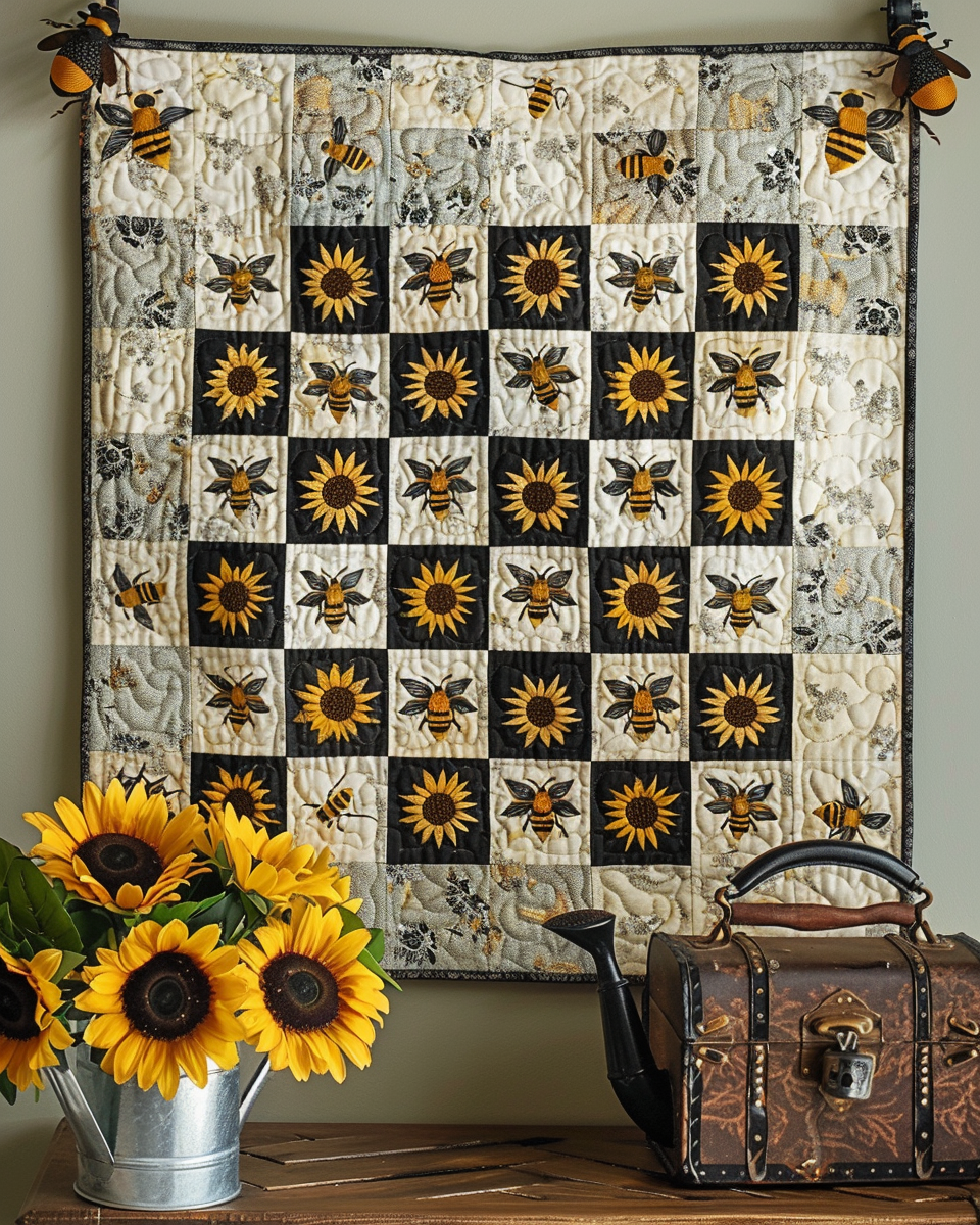 Bee Sunflower TAI010824072 Quilt Blanket