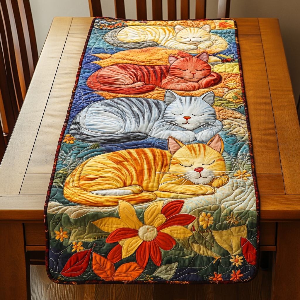 Sleeping Cat DAI090125302 Quilted Table Runner