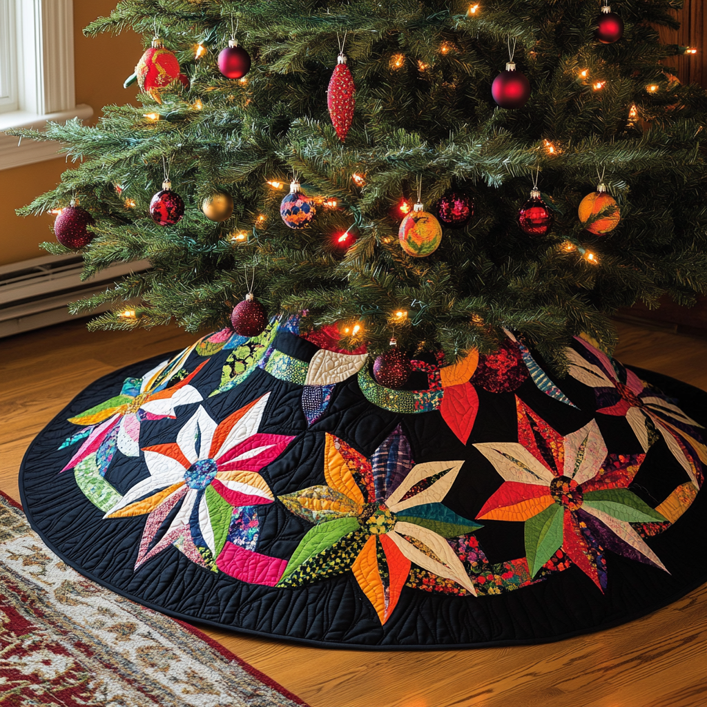 Christmas Poinsettia TAI021024133 Quilted Tree Skirt