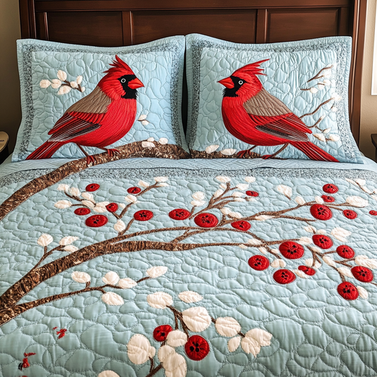 Winter Cardinal TAI201124141 Quilt Bedding Set