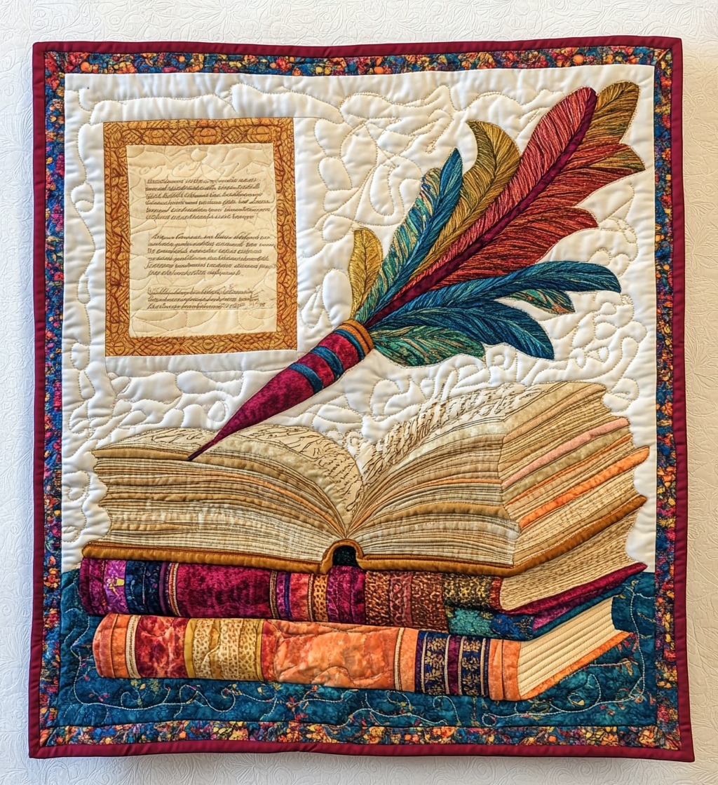 Book And Quill DAI051224032 Quilt Blanket