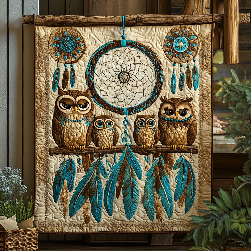 Owl Dreamcatcher DAI241224423 Quilt Blanket