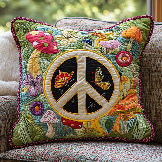 Hippie Peace DAI150125160 Quilted Pillow Case