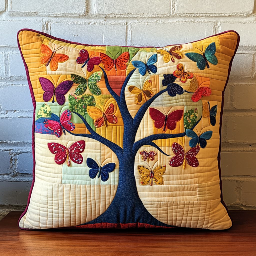 Butterfly Tree Of Life DAI150125166 Quilted Pillow Case