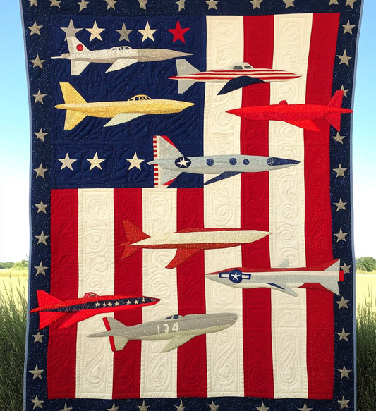 Patriotic Airplane DAI241224512 Quilt Blanket