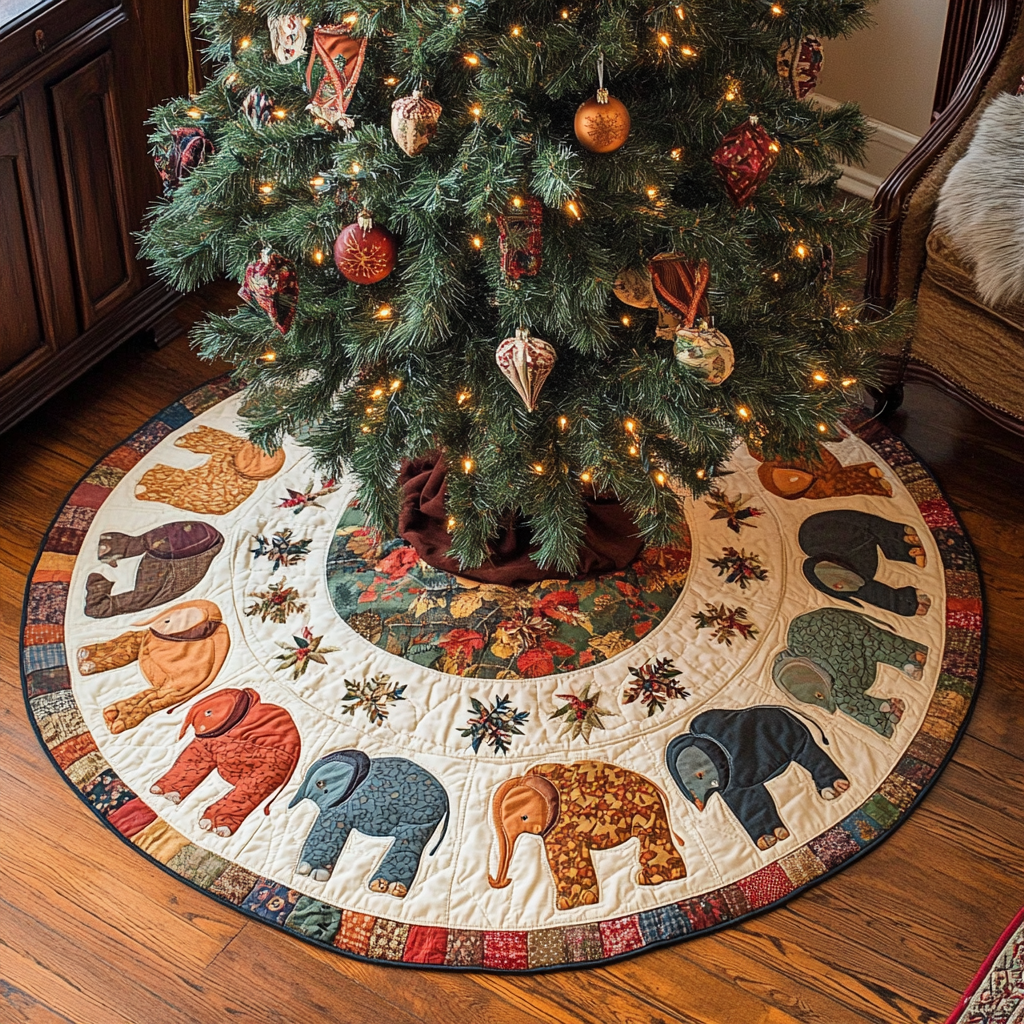 Elephant TAI141124332 Quilted Tree Skirt