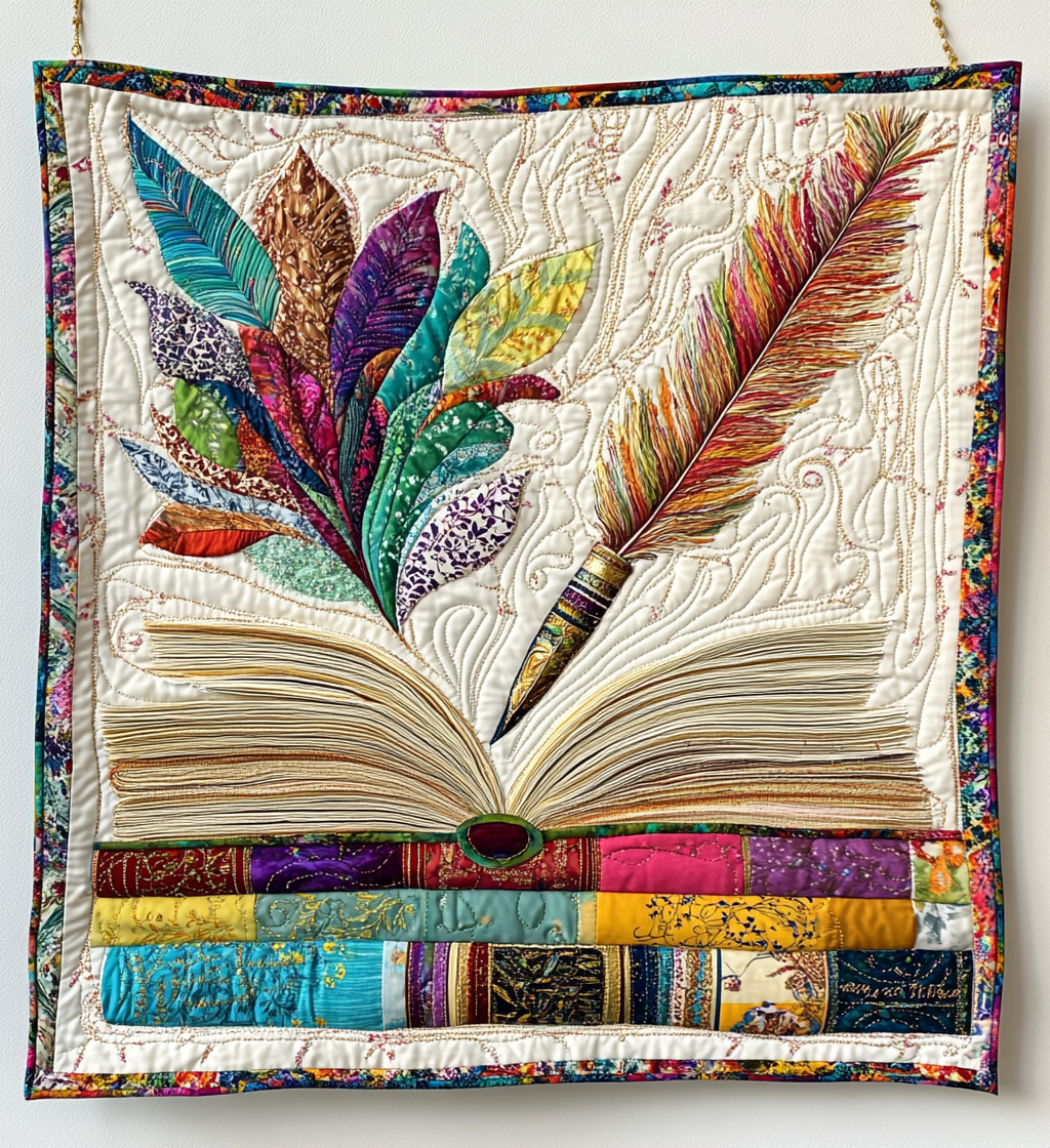 Book And Quill DAI051224035 Quilt Blanket