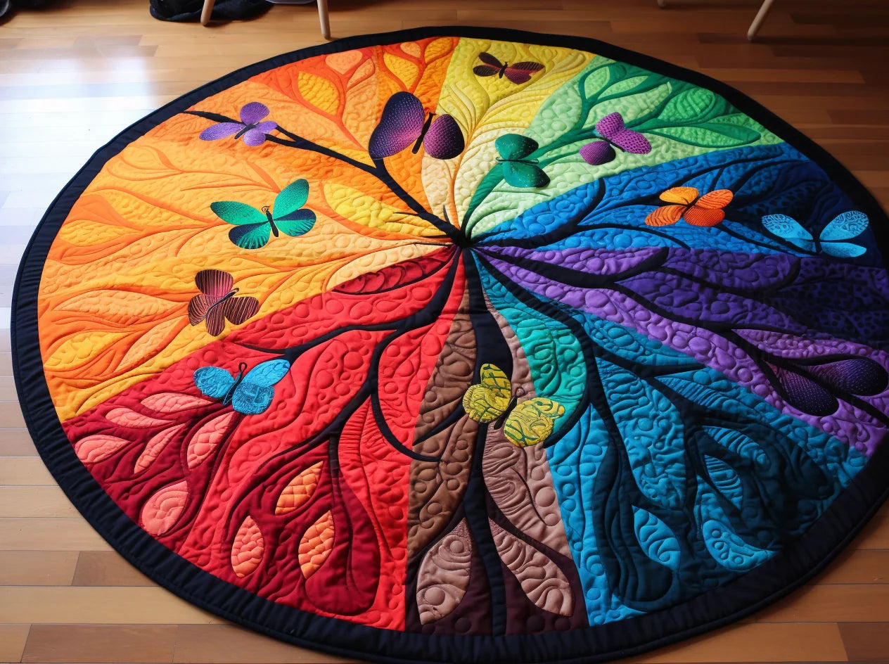 Butterfly Tree TAI221223055 Quilted Round Mat