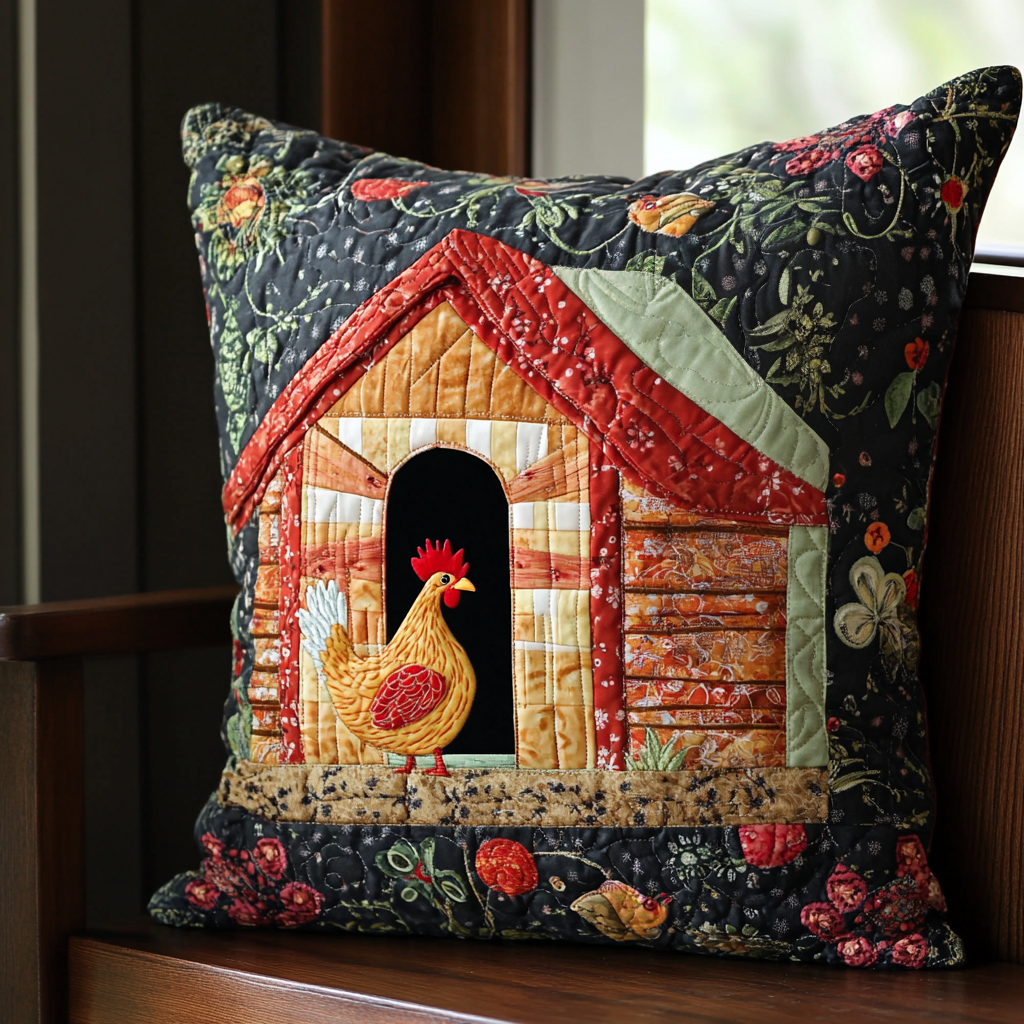 Chicken Coop DAI150125148 Quilted Pillow Case