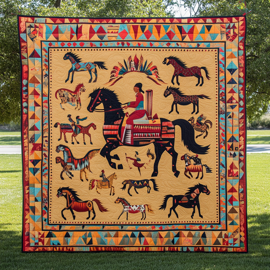 Native Horse TAI151024380 Quilt Blanket