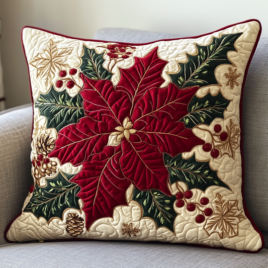 Christmas Poinsettia TAI141124425 Quilted Pillow Case