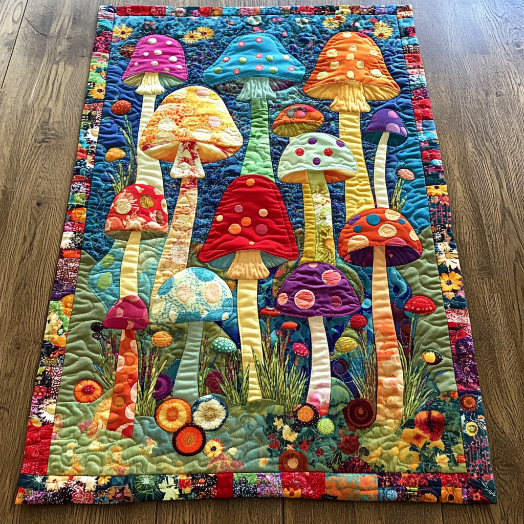 Mushroom DAI051224173 Quilted Table Runner