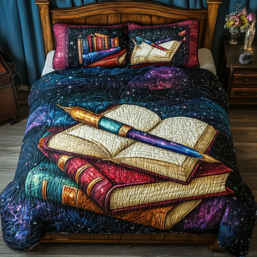 Book And Pen DAI051224129 Quilt Bedding Set